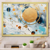 teal white and gold Abstract fight - Abstract Canvas Wall Art