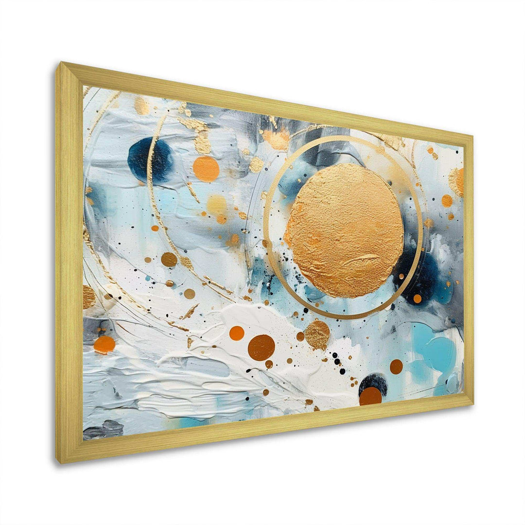 teal white and gold Abstract fight - Abstract Canvas Wall Art