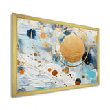 teal white and gold Abstract fight - Abstract Canvas Wall Art