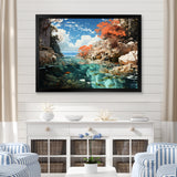 Corals and Coral Patchwork landscape - Coral Canvas Wall Art