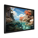 Corals and Coral Patchwork landscape - Coral Canvas Wall Art