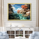 Corals and Coral Patchwork landscape - Coral Canvas Wall Art