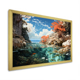 Corals and Coral Patchwork landscape - Coral Canvas Wall Art