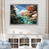 Corals and Coral Patchwork landscape - Coral Canvas Wall Art