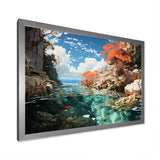 Corals and Coral Patchwork landscape - Coral Canvas Wall Art