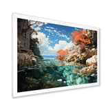 Corals and Coral Patchwork landscape - Coral Canvas Wall Art