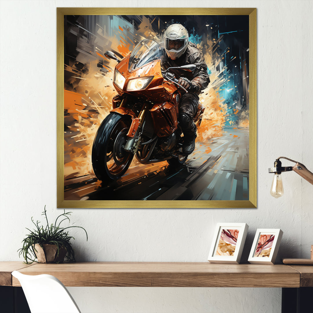 Thrill of the ride Motorcycle - Motorcycle Canvas Wall Art