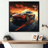 Red Vette Car art - Performing Arts Canvas Wall Art