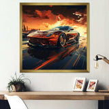 Red Vette Car art - Performing Arts Canvas Wall Art