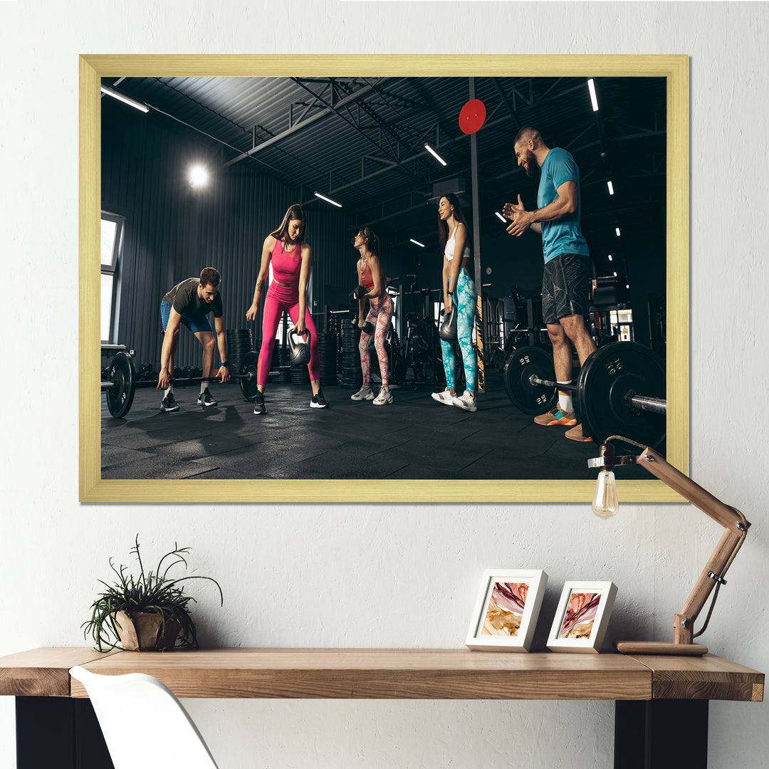 Bodybuilding Indoor Group Training - Aerobic &amp; Bodybuilding Canvas Wall Art