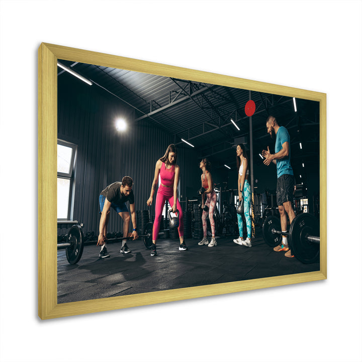 Bodybuilding Indoor Group Training - Aerobic &amp; Bodybuilding Canvas Wall Art
