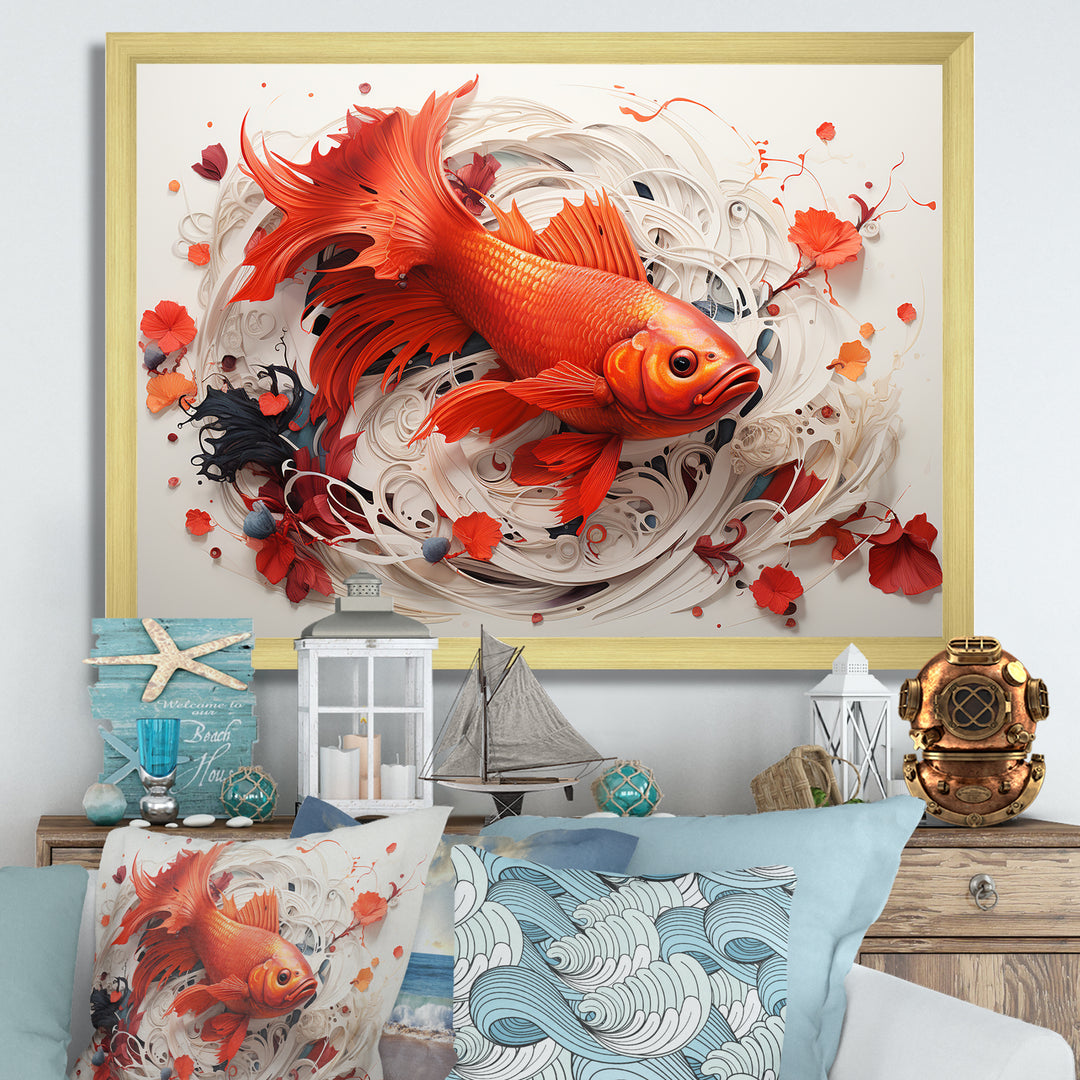 Red And Grey Koi&