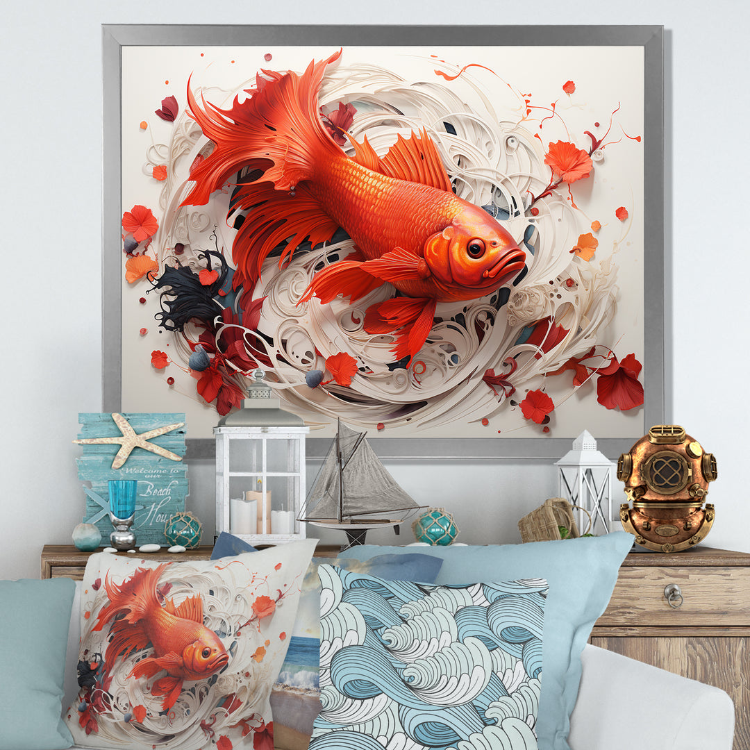 Red And Grey Koi&