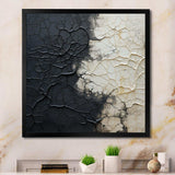 white and black Abstract split - Abstract Canvas Wall Art