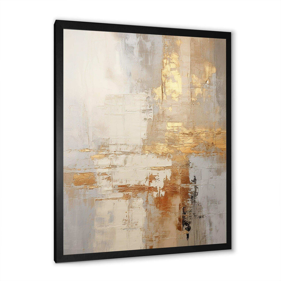 gold and white abstract split - Abstract Canvas Wall Art