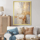 gold and white abstract split - Abstract Canvas Wall Art