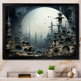 Surrealism moonlight World Cultures temple - Landscapes Canvas Wall Art