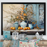 Flower vase oranges country Farmhouse - Floral Canvas Wall Art