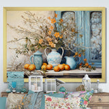 Flower vase oranges country Farmhouse - Floral Canvas Wall Art