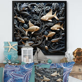fish in the Sea collage in black - Fish Wall Art Prints