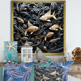 fish in the Sea collage in black - Fish Wall Art Prints