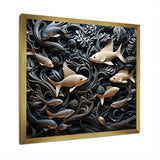 fish in the Sea collage in black - Fish Wall Art Prints