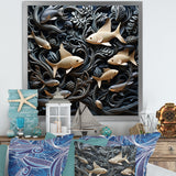 fish in the Sea collage in black - Fish Wall Art Prints