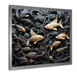 fish in the Sea collage in black - Fish Wall Art Prints
