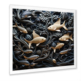 fish in the Sea collage in black - Fish Wall Art Prints