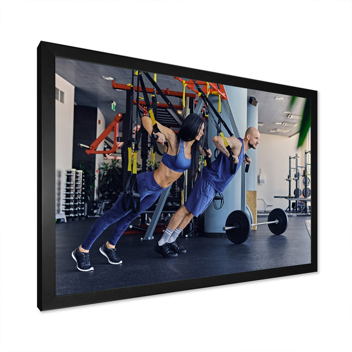 Athletic Couple Robes Gym Training - Aerobic &amp; Bodybuilding Canvas Wall Art