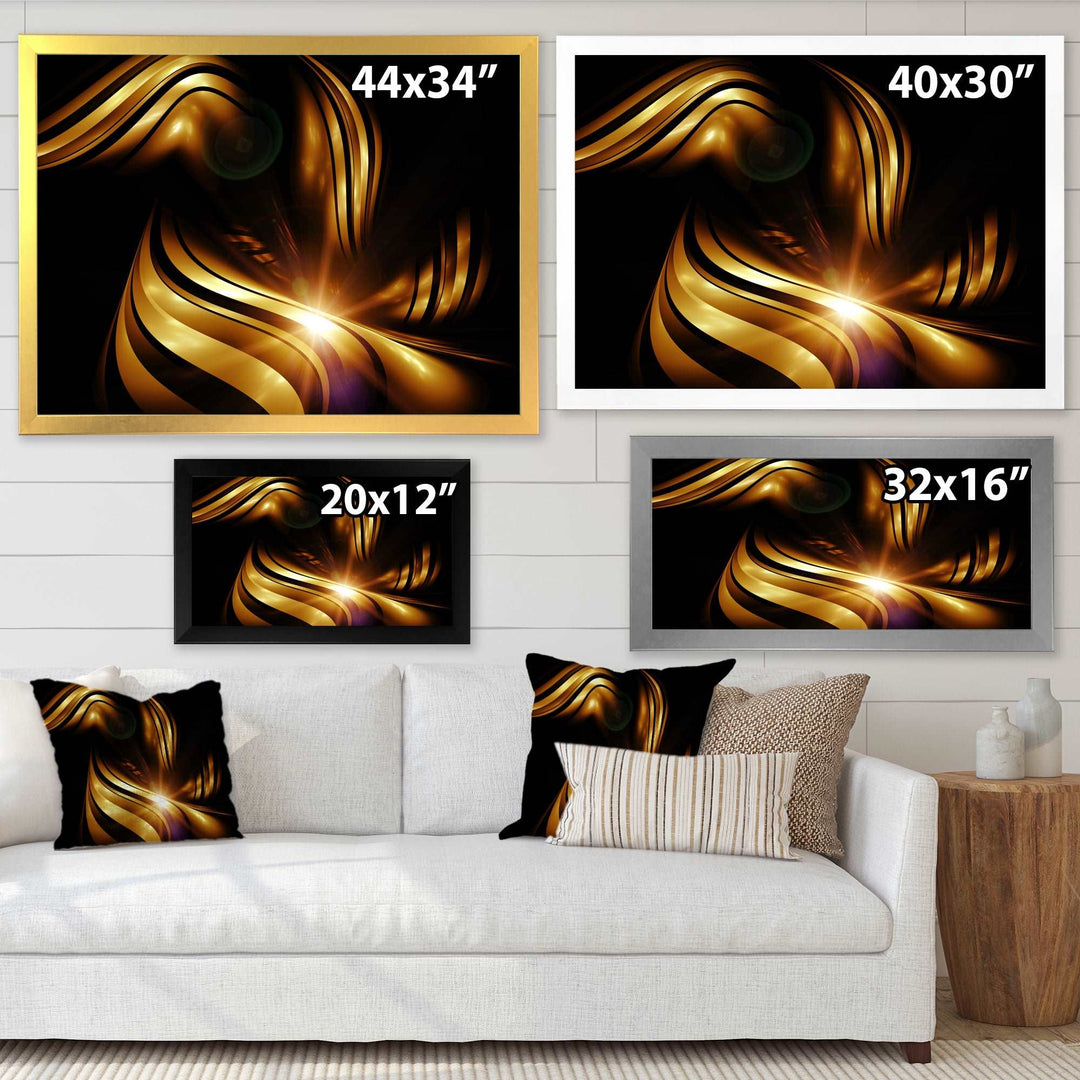 Abstract Gold Fractal Background Framed Print Matte White - 1.5" Width