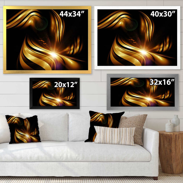 Abstract Gold Fractal Background Framed Print Matte White - 1.5" Width