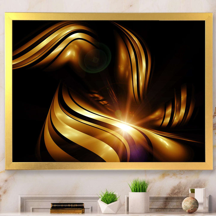 Abstract Gold Fractal Background Framed Print Vibrant Gold - 1.5" Width