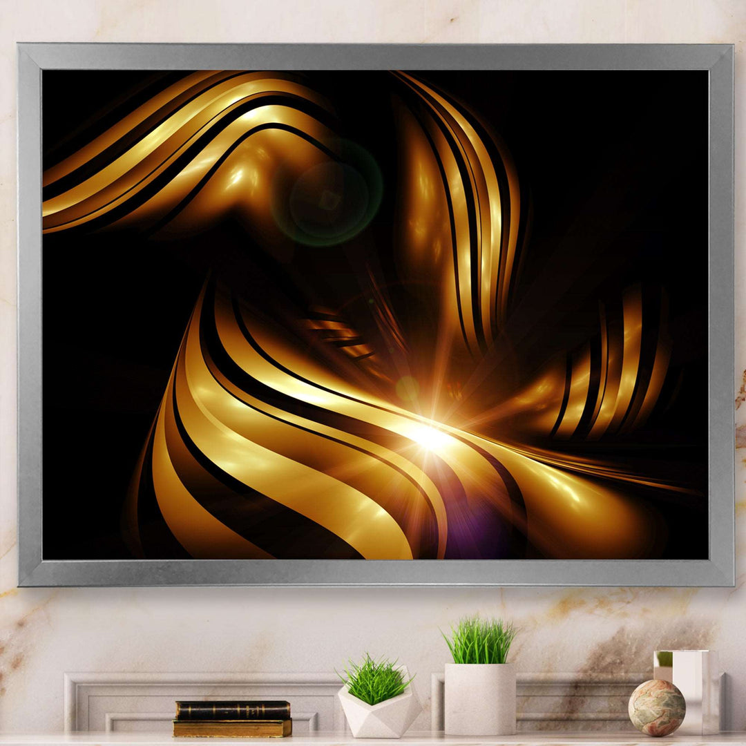 Abstract Gold Fractal Background Framed Print Matte White - 1.5" Width