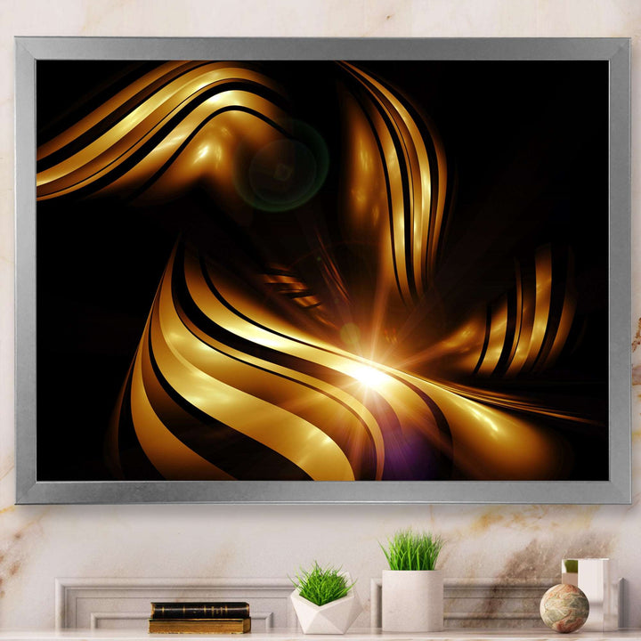 Abstract Gold Fractal Background Framed Print Matte White - 1.5" Width