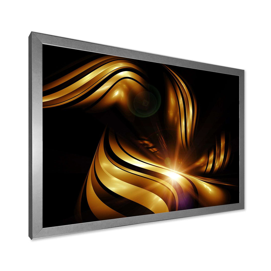 Abstract Gold Fractal Background Framed Print Matte White - 1.5" Width