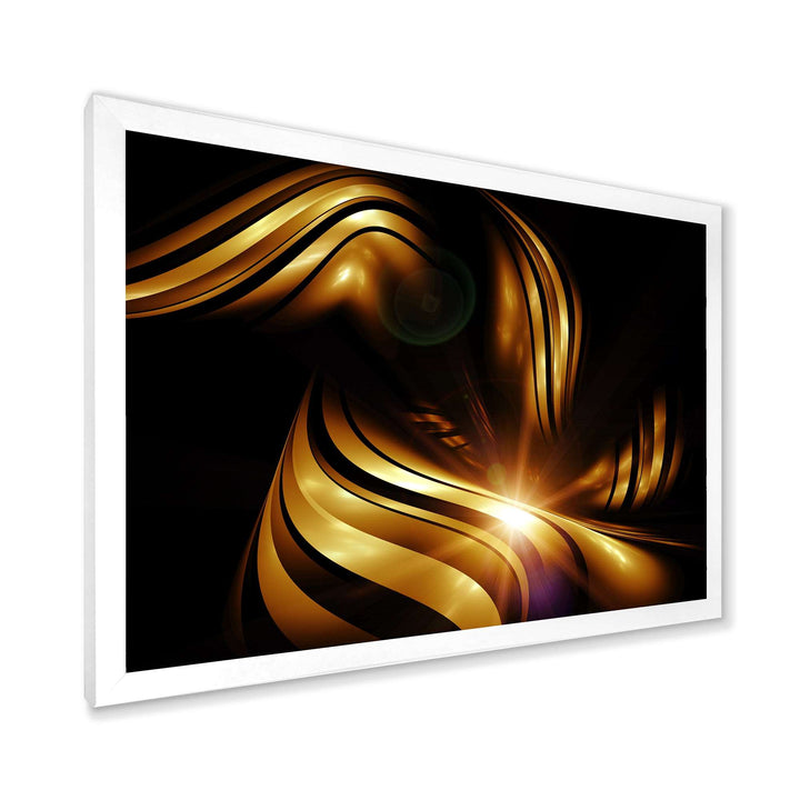 Abstract Gold Fractal Background Framed Print Matte White - 1.5" Width