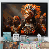 Brown African Zulu Festive Revelry - People Canvas Wall Art