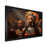 Brown African Zulu Festive Revelry - People Canvas Wall Art