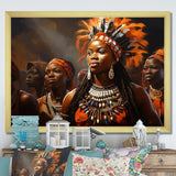 Brown African Zulu Festive Revelry - People Canvas Wall Art