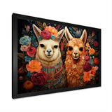Orange fluffy Alpacas Floral Portrait - Alpaca Wall Art Prints