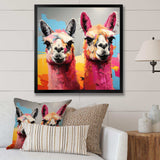 Colorful Enchanting Popart Alpacas portrait - Abstract Canvas Wall Art