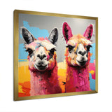 Colorful Enchanting Popart Alpacas portrait - Abstract Canvas Wall Art