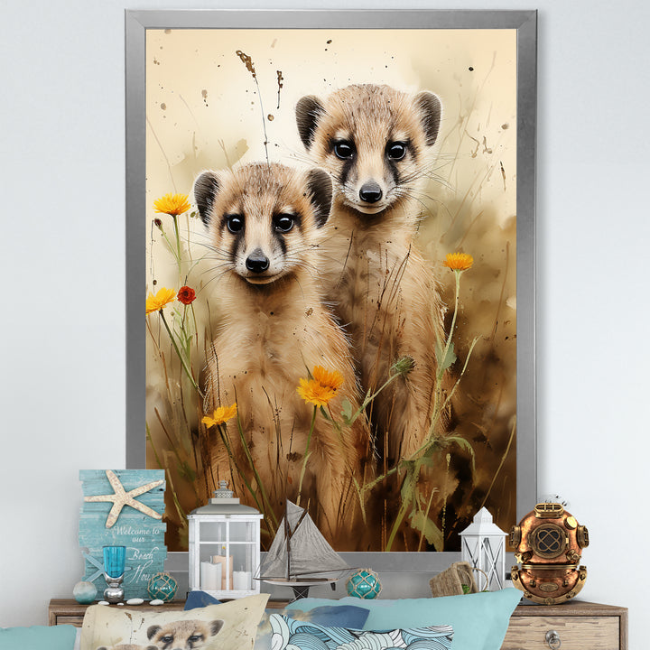 Otters meadow blooms Playtime - Marine Animals Living Room Wall Art