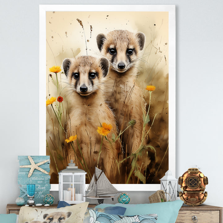 Otters meadow blooms Playtime - Marine Animals Living Room Wall Art