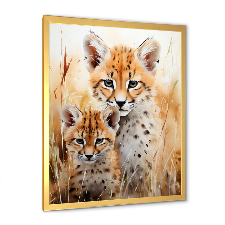 Cheetahs Tranquil meadow portrait - Cheetah Bedroom Wall Art