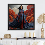 Blue Glamour on the Red Carpet woman portrait - Raven Canvas Wall Art