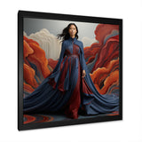 Blue Glamour on the Red Carpet woman portrait - Raven Canvas Wall Art