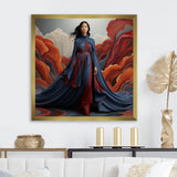Blue Glamour on the Red Carpet woman portrait - Raven Canvas Wall Art