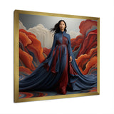 Blue Glamour on the Red Carpet woman portrait - Raven Canvas Wall Art